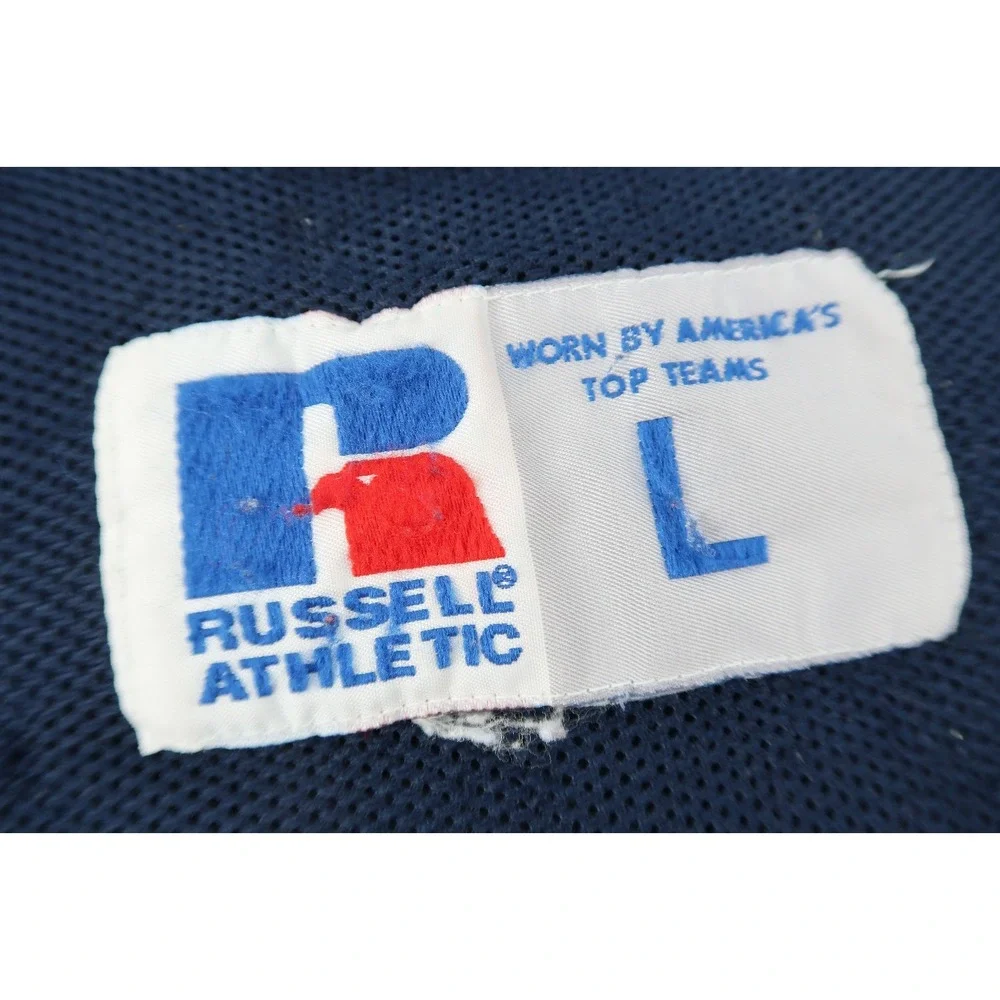 Vintage 90s Georgia Tech‎ Mens Large 1/2 Zip Jacket Hood Russell Athletic Navy